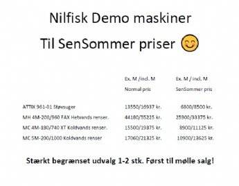 salg af Nilfisk Demo maskiner